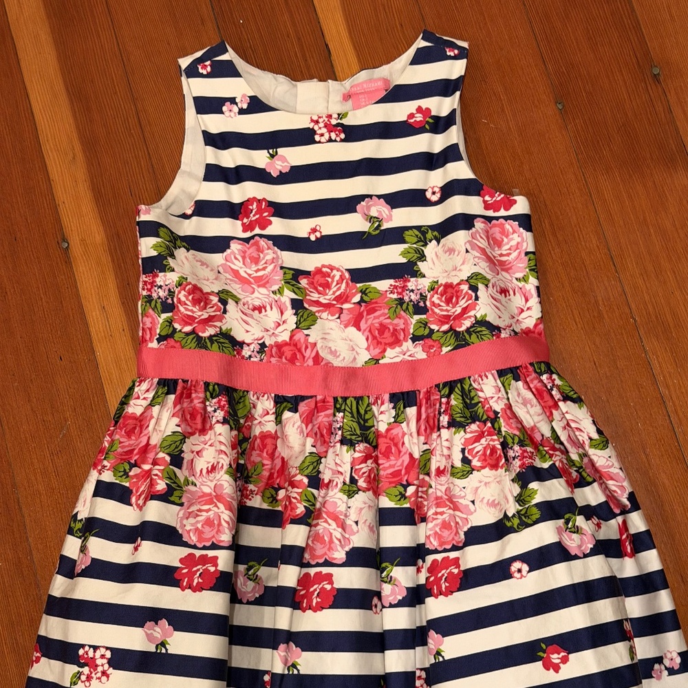 Isaak Mizrahi Girls Size 7 Sleeveless Striped Dress with Flowers